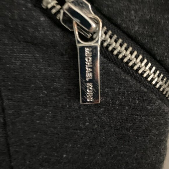 Michael Kors Knit Skinny Pants Leggings Charcoal Grey Front Zipper Pockets Sz10 - Picture 7 of 8